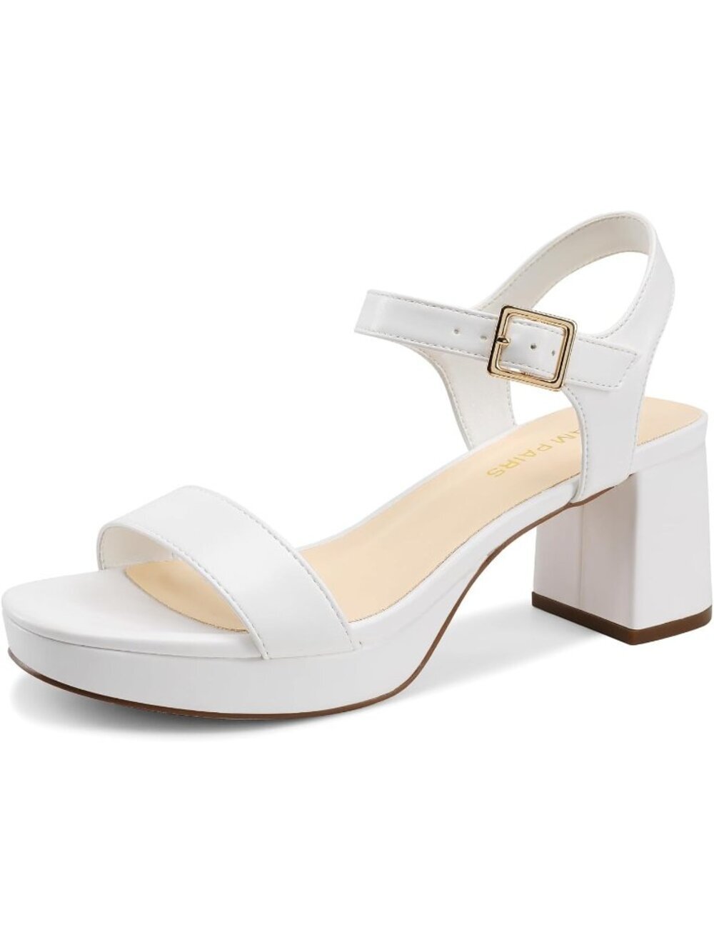 DREAM PAIRS Women's White Platform Heels Block Chunky Open Toe Ankle Strap Shoes